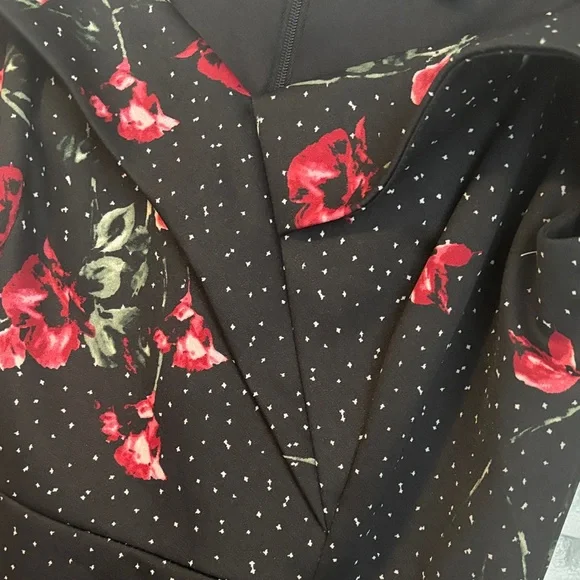 Le Château Black Floral Off-Shoulder Asymmetrical Dress - Picture 6 of 16